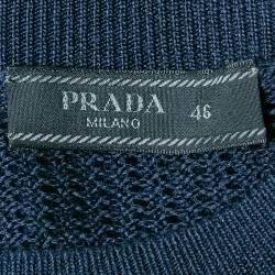 Prada Black Navy Blue Pinhole Patterned Knit Jumper S