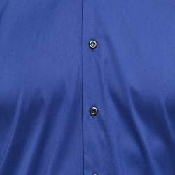 Prada Navy Blue Stretch Poplin Button Front Shirt XL