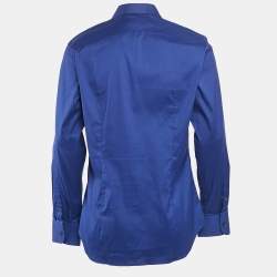 Prada Navy Blue Stretch Poplin Button Front Shirt XL