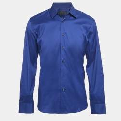 Prada Navy Blue Stretch Poplin Button Front Shirt XL