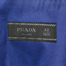 Prada Navy Blue Stretch Poplin Button Front Shirt XL