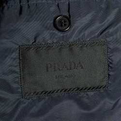 Prada Navy Blue Wool Knit Detachable Hood Jacket XL