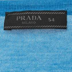 Prada Blue Wool Knit Crew Neck T-Shirt XXL