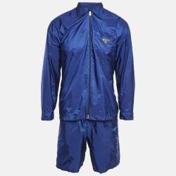 Prada Blue Logo Triangle Re-Nylon Shirt and Shorts Set M