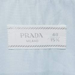 Prada Light Blue Stretch Cotton Button Front Shirt M