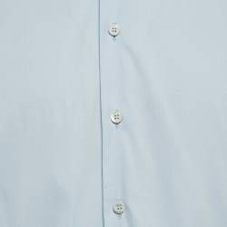 Prada Light Blue Stretch Cotton Button Front Shirt M