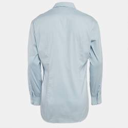 Prada Light Blue Stretch Cotton Button Front Shirt M