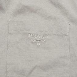 Pre Owned Prada Grey Cotton Logo Embroidered T-Shirt S