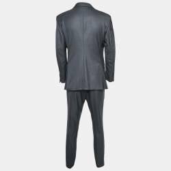 Prada Grey Wool Regular Fit Pants Suit XL