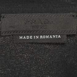 Pre Owned Prada Black Jersey and Synthetic Pocket Detail T-Shirt S