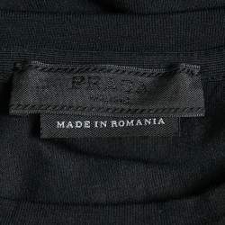 Pre Owned Prada Black Jersey and Synthetic Pocket Detail T-Shirt S