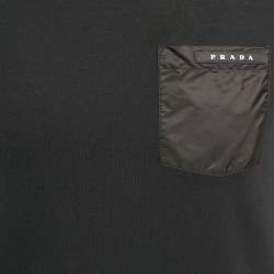 Pre Owned Prada Black Jersey and Synthetic Pocket Detail T-Shirt S