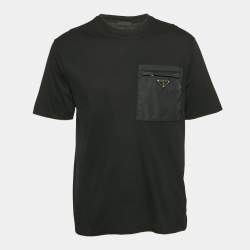 Prada Black Jersey and Re-Nylon Pocket Detail T-Shirt L