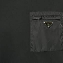 Prada Black Jersey and Re-Nylon Pocket Detail T-Shirt L
