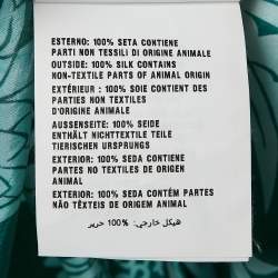 Pre Owned Prada White/Green Floral Print Silk Double Match Bowling Shirt S