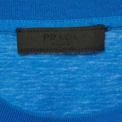 مملوكة مسبقًا Prada Blue Triangle Applique Jersey Crew Neck T-Shirt XL