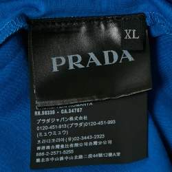مملوكة مسبقًا Prada Blue Triangle Applique Jersey Crew Neck T-Shirt XL