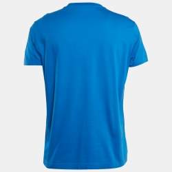 مملوكة مسبقًا Prada Blue Triangle Applique Jersey Crew Neck T-Shirt XL