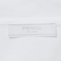 Pre Owned Prada White Cotton Pique Polo T-Shirt L
