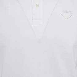 Pre Owned Prada White Cotton Pique Polo T-Shirt L
