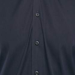 Prada Navy Blue Stretch Cotton Button Front Shirt M