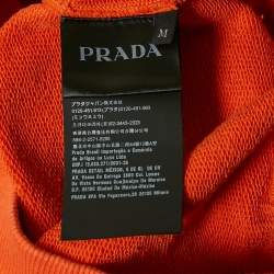 Prada Orange/Black Cotton Knit Hooded Sweatshirt M
