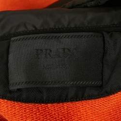 Prada Orange/Black Cotton Knit Hooded Sweatshirt M