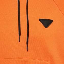 Prada Orange/Black Cotton Knit Hooded Sweatshirt M