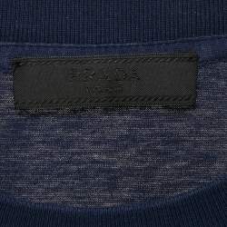 Pre Owned Prada Navy Blue Jersey Crew Neck T-Shirt XL