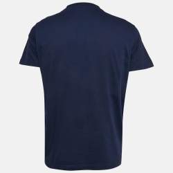 Pre Owned Prada Navy Blue Jersey Crew Neck T-Shirt XL