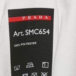 Prada White Techno Knit Turtleneck Zip-Up Sweatshirt L/XL