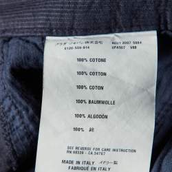 Prada Navy Blue Stripe Pattern Cotton Regular Fit Pants XL