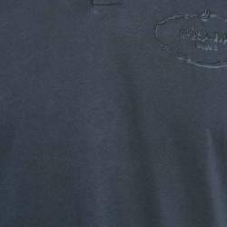 Prada Navy Blue Logo Embroidered Cotton Polo T-Shirt M