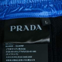 Pre Owned Prada Navy Blue Cotton Zip Detail Jogger Pants L