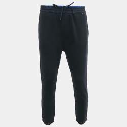 Prada Navy Blue Cotton Zip Detail Jogger Pants L
