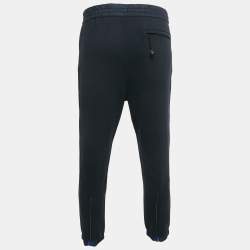 Prada Navy Blue Cotton Zip Detail Jogger Pants L