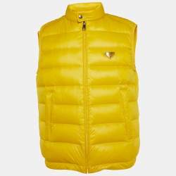 Prada Yellow Nylon Zip-Up Puffer Vest L