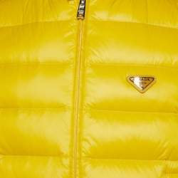Prada Yellow Nylon Zip-Up Puffer Vest L