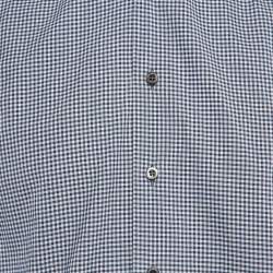 Prada Blue Checks Cotton Long Sleeve Shirt XXL