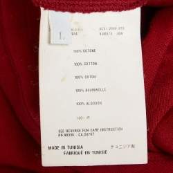 Pre Owned Prada Red Cotton Pique Polo T-Shirt L