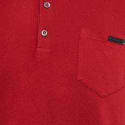 Pre Owned Prada Red Cotton Pique Polo T-Shirt L