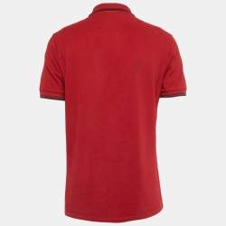 Pre Owned Prada Red Cotton Pique Polo T-Shirt L