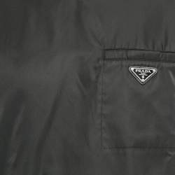 مملوكة مسبقًا Prada Black Cotton Patch Pocket Detail V-Neck T-Shirt L