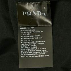 مملوكة مسبقًا Prada Black Cotton Patch Pocket Detail V-Neck T-Shirt L