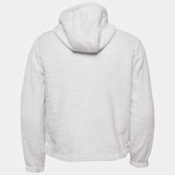 Pre Owned Prada White Terry Enamel Detail Metal Logo Zip-Up Hoodie Jacket S