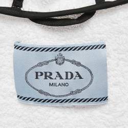 Pre Owned Prada White Terry Enamel Detail Metal Logo Zip-Up Hoodie Jacket S