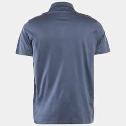 Pre Owned Prada Blue Cotton Jersey Polo T-Shirt M