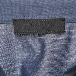Pre Owned Prada Blue Cotton Jersey Polo T-Shirt M