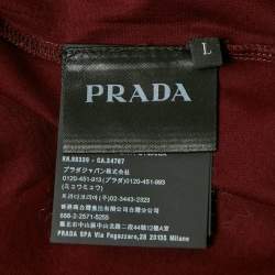 Pre Owned Prada Burgundy Cotton Jersey Polo T-Shirt L
