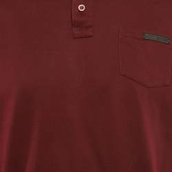 Pre Owned Prada Burgundy Cotton Jersey Polo T-Shirt L